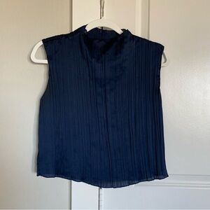 Abercrombie & Fitch Pleated Minimal Quiet Luxury Prep Sleeveless Navy Modern Top